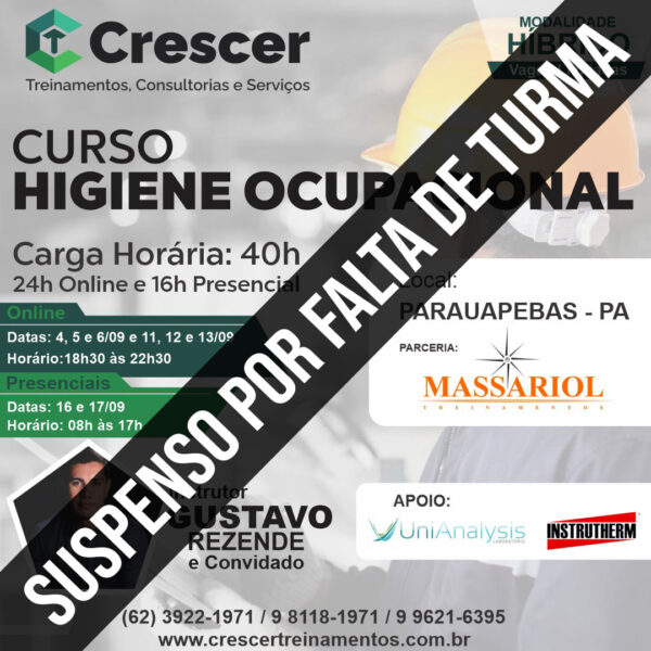 Curso de Higiene Ocupacional – 40 h / VAGAS LIMITADAS!!!